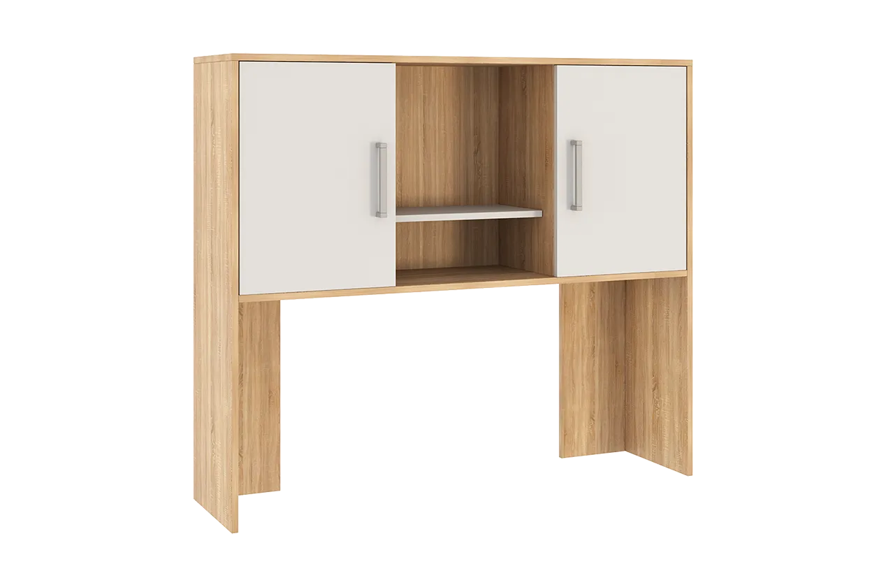 Надстройка стола компьютерного 1200 Лайт-2 дуб сонома/белый в Междуреченском - mezhdurechenskij.mebel-tymen.ru | фото