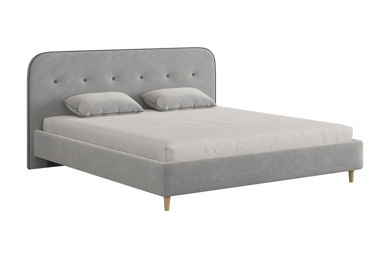 Кровать с основанием Лео 180х200 см галька (велюр)/графит (велюр) в Междуреченском - mezhdurechenskij.mebel-tymen.ru | фото