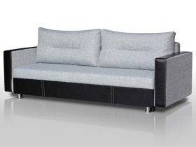 Диван Комфорт с прямыми подлокотниками грей/кожзам в Междуреченском - mezhdurechenskij.mebel-tymen.ru | фото