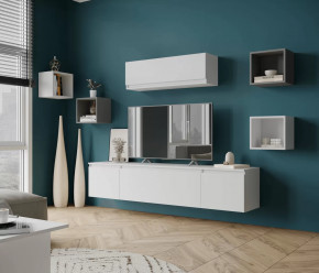 Гостиная МЭНКС №2 Белый/Белый-Серый графит в Междуреченском - mezhdurechenskij.mebel-tymen.ru | фото