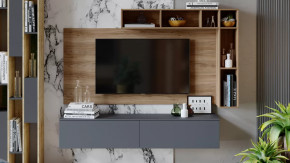 Гостиная «Порто» №1 Яблоня Беллуно, Графит софт в Междуреченском - mezhdurechenskij.mebel-tymen.ru | фото