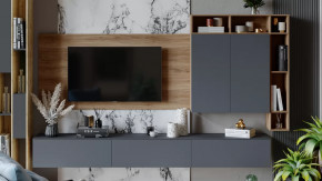 Гостиная «Порто» №6 Яблоня Беллуно, Графит софт в Междуреченском - mezhdurechenskij.mebel-tymen.ru | фото