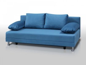 Диван Комфорт без подлокотников 4 подушки микровелюр голубой в Междуреченском - mezhdurechenskij.mebel-tymen.ru | фото