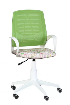 Кресло Ирис WHITE, сетка W (салатовая)/ткань Т54 (единорог) (подлокот.084) белая крестовина в Междуреченском - mezhdurechenskij.mebel-tymen.ru | фото