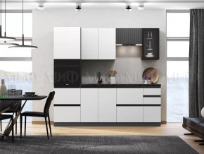 Кухня Техно-6 2,4м (Графит/Белый снег софт/Графит софт) в Междуреченском - mezhdurechenskij.mebel-tymen.ru | фото