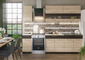 Кухонный гарнитур Маша 2,0 м венге/дуб сонома в Междуреченском - mezhdurechenskij.mebel-tymen.ru | фото