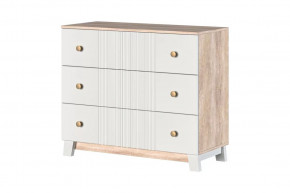 Ланзетти Комод 3 ящика Дуб Торонто/Жемчуг в Междуреченском - mezhdurechenskij.mebel-tymen.ru | фото