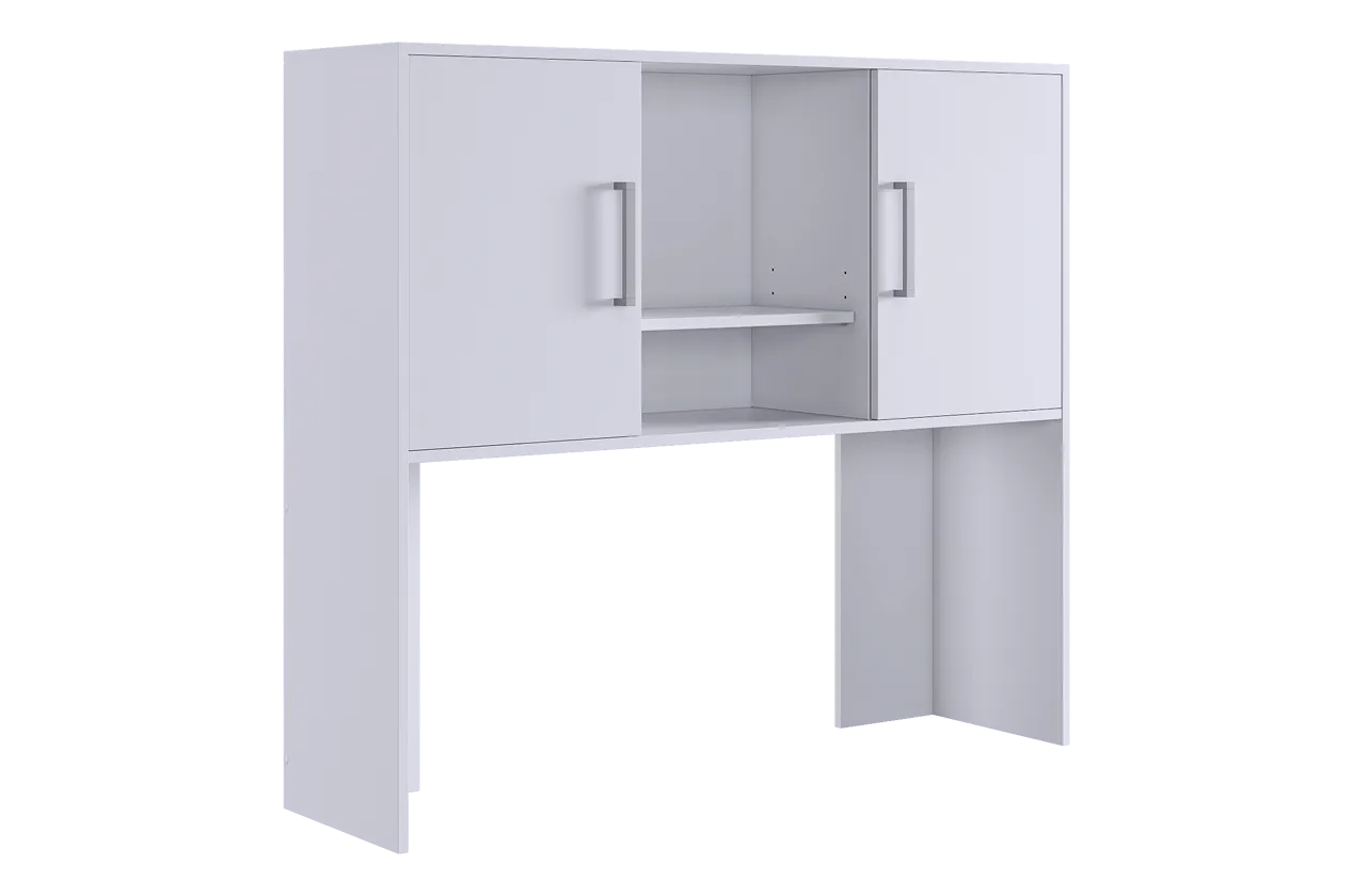 Надстройка стола компьютерного 1200 Лайт-2 белый/белый в Междуреченском - mezhdurechenskij.mebel-tymen.ru | фото