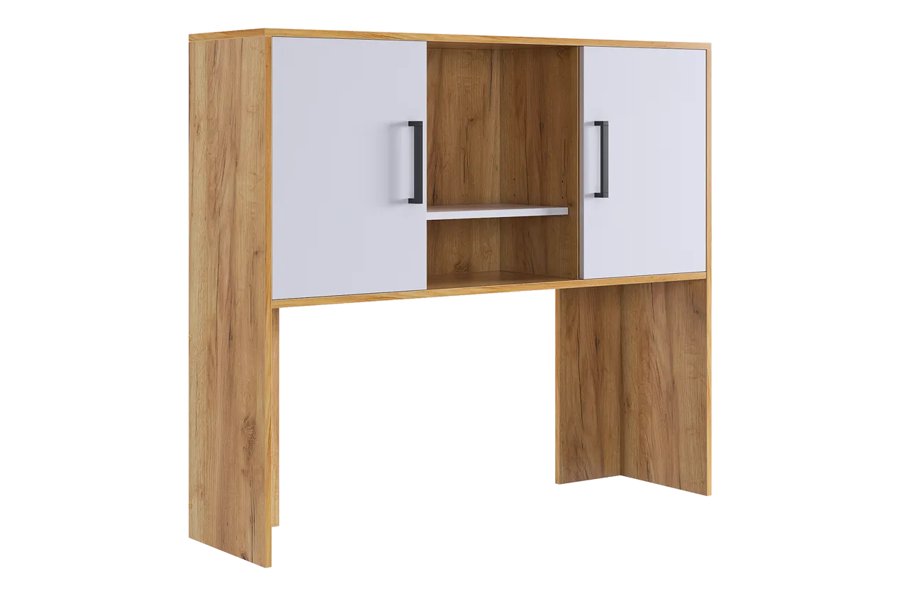 Надстройка стола компьютерного 1200 Лайт-2 дуб крафт золотой/белый в Междуреченском - mezhdurechenskij.mebel-tymen.ru | фото