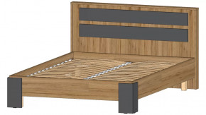 Ленора Кровать 1400 Дуб вотан/Графит в Междуреченском - mezhdurechenskij.mebel-tymen.ru | фото