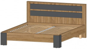 Ленора Кровать 1600 Дуб вотан/Графит в Междуреченском - mezhdurechenskij.mebel-tymen.ru | фото