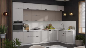 Модульная кухня «Гренада» Белый, Холст латте, Холст мокко в Междуреченском - mezhdurechenskij.mebel-tymen.ru | фото