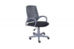 Кресло Ирис пластик серый-сетка серая/ткань NEO-26 (флок) серая (подл.пластик серый)/осн.пластик серый в Междуреченском - mezhdurechenskij.mebel-tymen.ru | фото