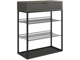 Обувница Вельвет графит/графит матовый/черный муар в Междуреченском - mezhdurechenskij.mebel-tymen.ru | фото