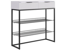 Обувница Классная 1 белое дерево/белый матовый/черный муар в Междуреченском - mezhdurechenskij.mebel-tymen.ru | фото