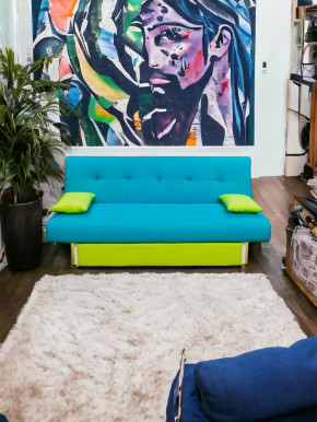 Прямой диван манго 4 Нео Азуре/Подушки Салат в Междуреченском - mezhdurechenskij.mebel-tymen.ru | фото