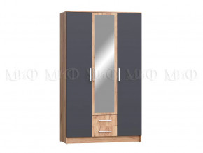 Шкаф для одежды 3-дверный Мартина ЛДСП Графит, Дуб крафт в Междуреченском - mezhdurechenskij.mebel-tymen.ru | фото