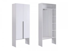 Шкаф двухдверный L800 Баско белое дерево в Междуреченском - mezhdurechenskij.mebel-tymen.ru | фото