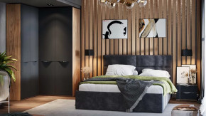 Спальный гарнитур «Глосс» №9 Яблоня Беллуно, Стекло Графит матовый в Междуреченском - mezhdurechenskij.mebel-tymen.ru | фото