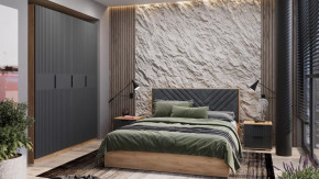 Спальный гарнитур «Хилтон» №2 Дуб Крафт золотой, Графит матовый в Междуреченском - mezhdurechenskij.mebel-tymen.ru | фото