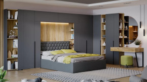 Спальный гарнитур «Порто» №3 Яблоня Беллуно, Графит софт, Велюр Confetti Stone в Междуреченском - mezhdurechenskij.mebel-tymen.ru | фото