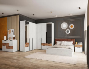 Спальня №2 Лилль Дуб крафт белый/дуб крафт табачный в Междуреченском - mezhdurechenskij.mebel-tymen.ru | фото