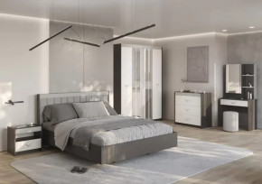 СТЕФАНИ Спальня №1, ЛДСП Графит-МДФ Серый софт/ЛДСП Рамух белый в Междуреченском - mezhdurechenskij.mebel-tymen.ru | фото