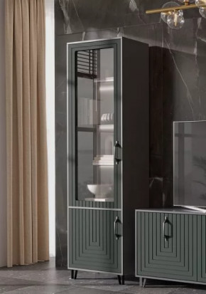 Стеклопенал Квадро М-1 серый графит/софт пестовый в Междуреченском - mezhdurechenskij.mebel-tymen.ru | фото