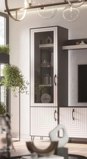 Стеклопенал Квадро М-1 серый графит/софт вайт в Междуреченском - mezhdurechenskij.mebel-tymen.ru | фото