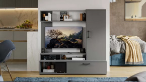 Стенка «Сиена» Графит Серый в Междуреченском - mezhdurechenskij.mebel-tymen.ru | фото