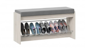 Тумба для обуви «Тайм» тип 2 Дуб крафт белый/Велюр серый в Междуреченском - mezhdurechenskij.mebel-tymen.ru | фото