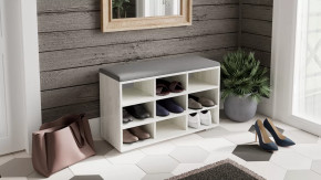 Тумба для обуви Тип 10 Дуб крафт белый, Велюр Графит в Междуреченском - mezhdurechenskij.mebel-tymen.ru | фото