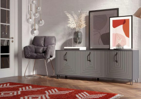 Тумба Квадро М-6, ЛДСП серый графит/МДФ софт графит в Междуреченском - mezhdurechenskij.mebel-tymen.ru | фото