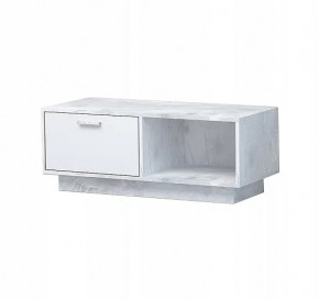 ЭГО Т-4 Тумба с 1 ящиком бетон светлый/белый глянец Диал на цоколе в Междуреченском - mezhdurechenskij.mebel-tymen.ru | фото